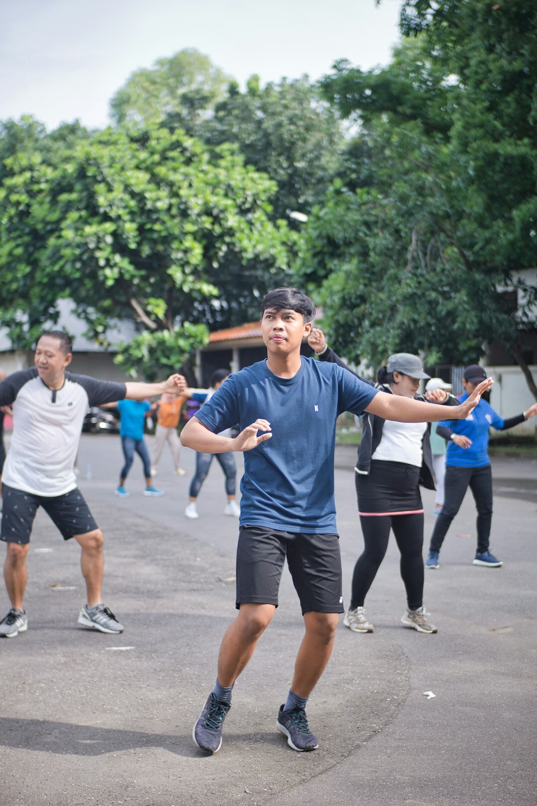 seniors doing group exercise