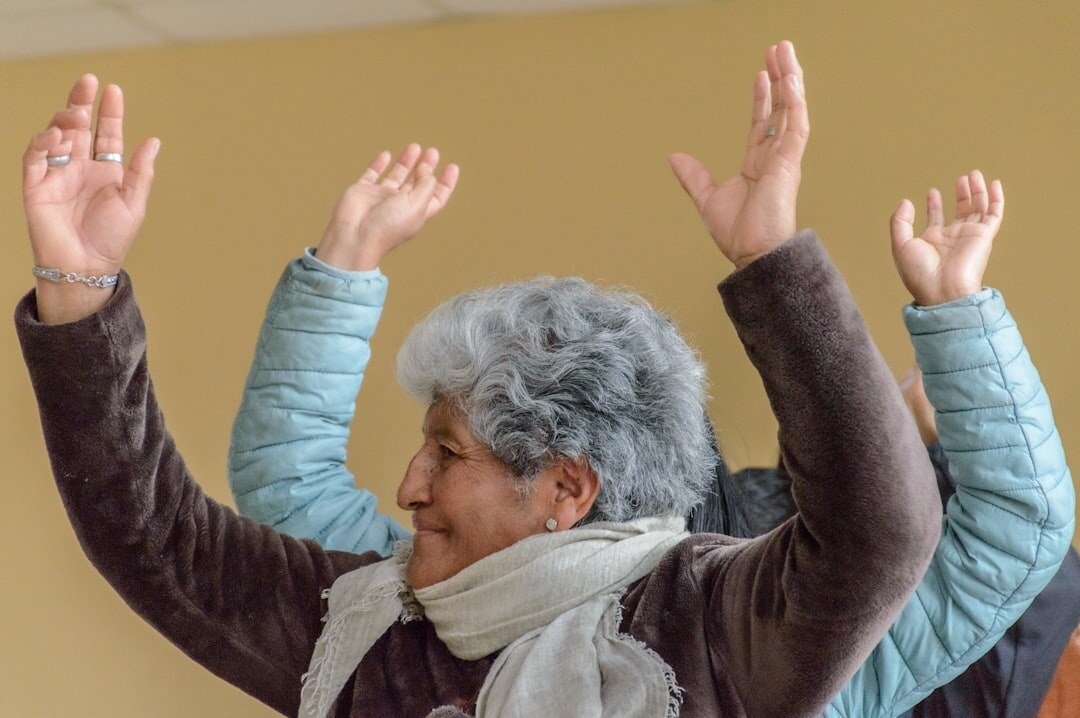 seniors doing group exercise