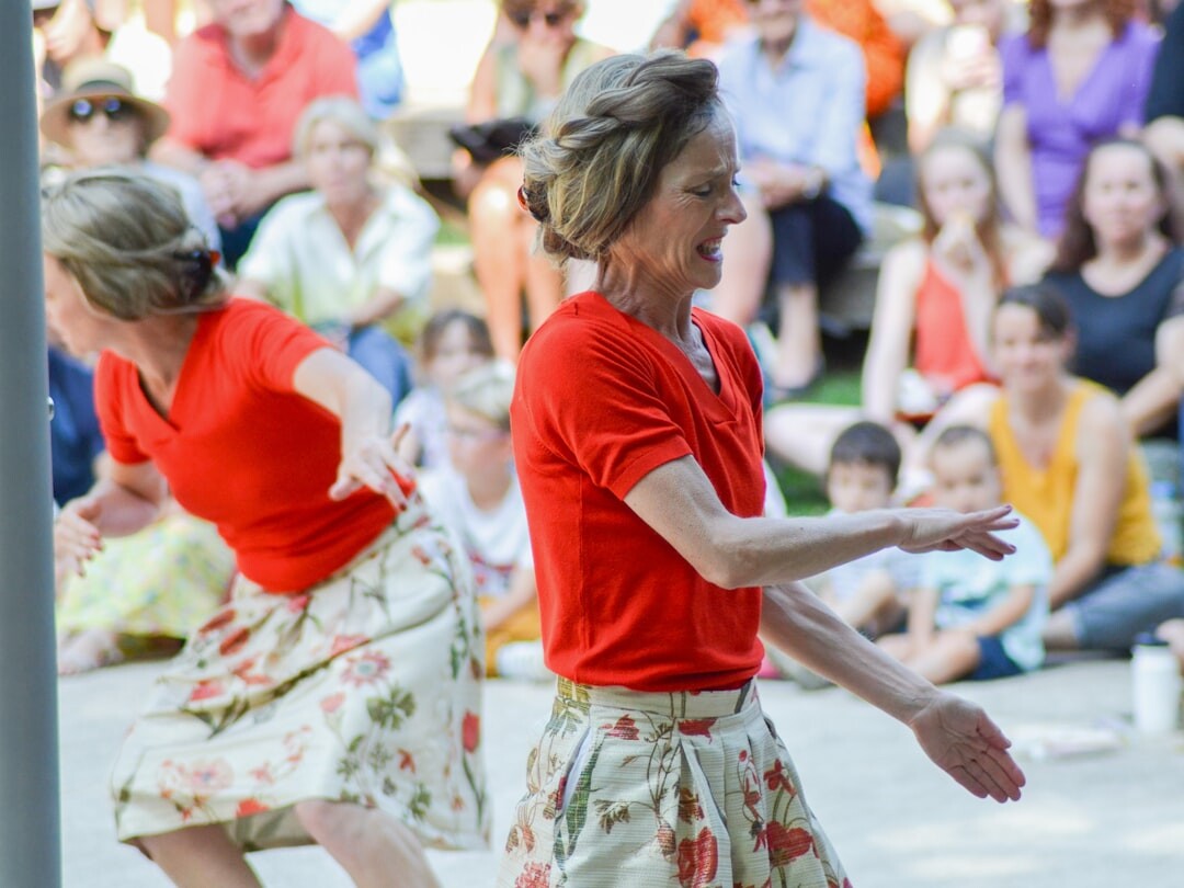 seniors dancing in group